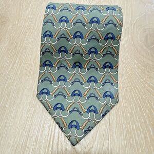 VTG Paolo Gucci Designer Tie - 100% Silk Made in Italy - Equestrian Bit Green